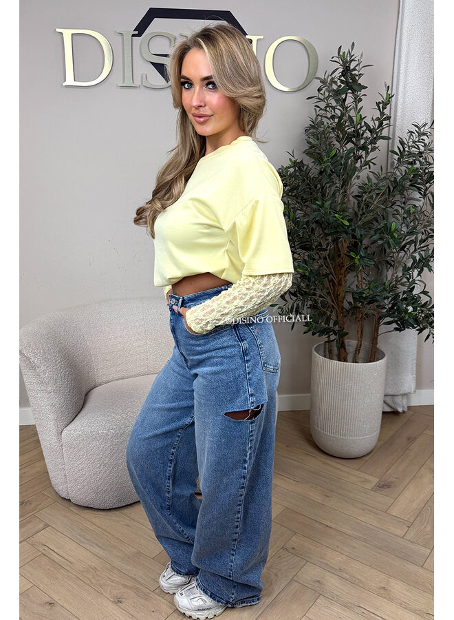 BLUE - 'ROWIE JEANS' - BAGGY FIT STRETCH SIDE CUT JEANS