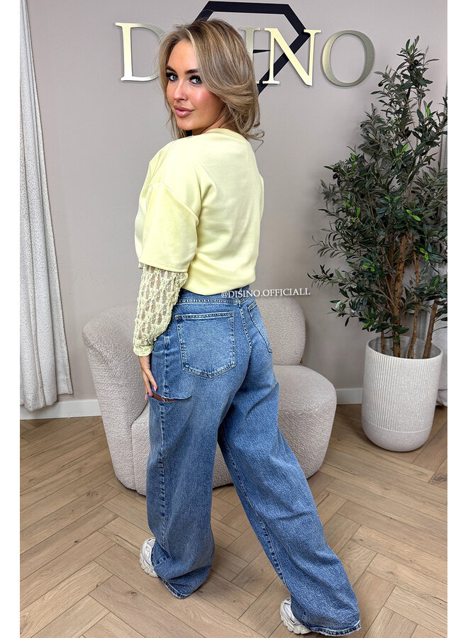 BLUE - 'ROWIE JEANS' - BAGGY FIT STRETCH SIDE CUT JEANS