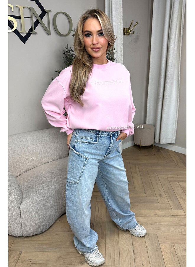 VINTAGE BLUE - 'BALLOON CARGO JEANS' - STRETCH VIRAL BALLOON LEG JEANS