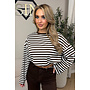 CHOCO/WHITE - 'LEONI TEE' - STRIPED LONG SLEEVE TEE