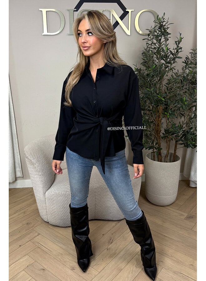 BLACK - 'ELENI BLOUSE' - PREMIUM QUALITY KNOT BLOUSE