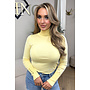 YELLOW - 'LIZA COL' - PREMIUM SOFT GOLD BUTTON SLEEVE TOP