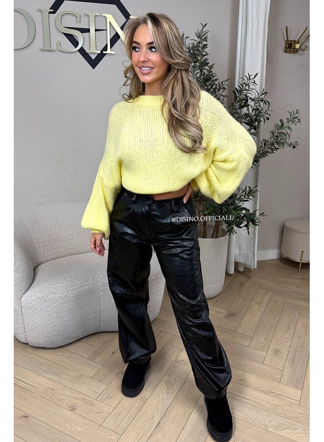 BLACK - 'KEISHA PANTS' - FAUX LEATHER BALLOON PANTS