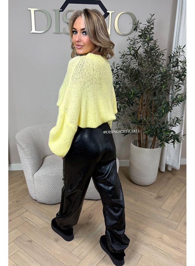 BLACK - 'KEISHA PANTS' - FAUX LEATHER BALLOON PANTS