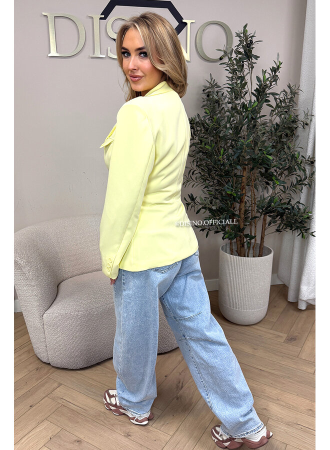 YELLOW - 'VIVIENNE BLAZER' - PREMIUM QUALITY ASYMMETRIC BLAZER