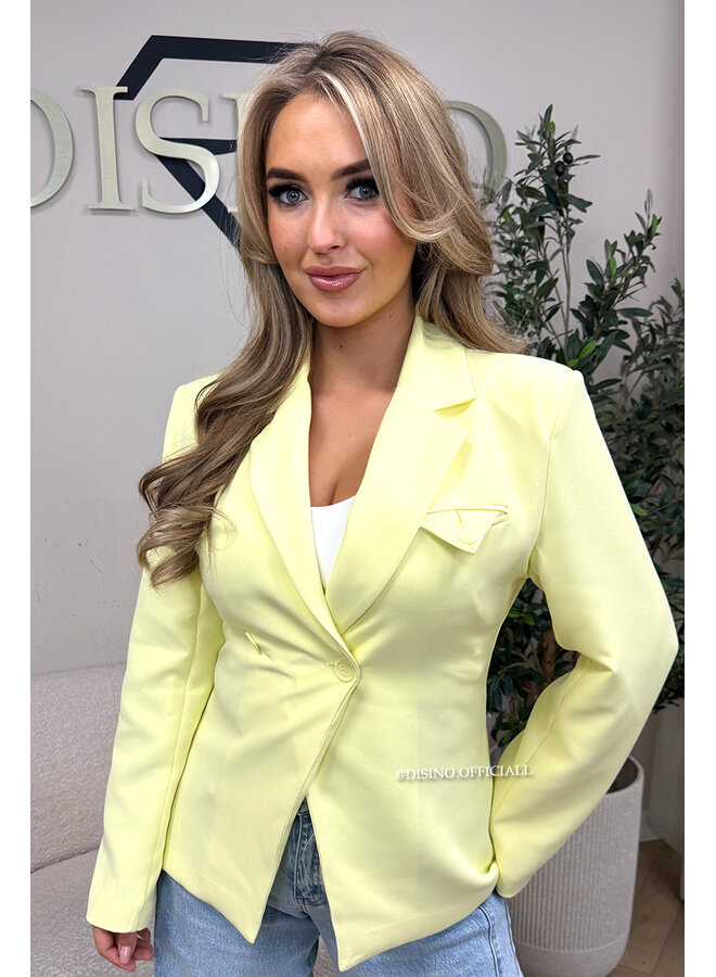 YELLOW - 'VIVIENNE BLAZER' - PREMIUM QUALITY ASYMMETRIC BLAZER