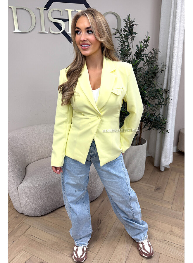 YELLOW - 'VIVIENNE BLAZER' - PREMIUM QUALITY ASYMMETRIC BLAZER