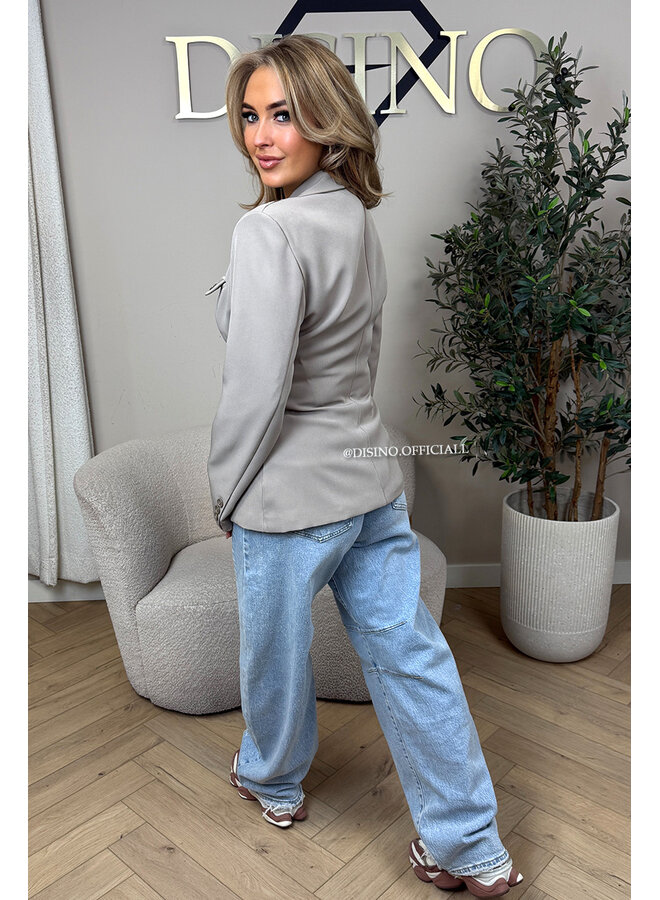 TAUPE - 'VIVIENNE BLAZER' - PREMIUM QUALITY ASYMMETRIC BLAZER