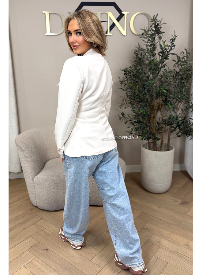 BEIGE - 'VIVIENNE BLAZER' - PREMIUM QUALITY ASYMMETRIC BLAZER