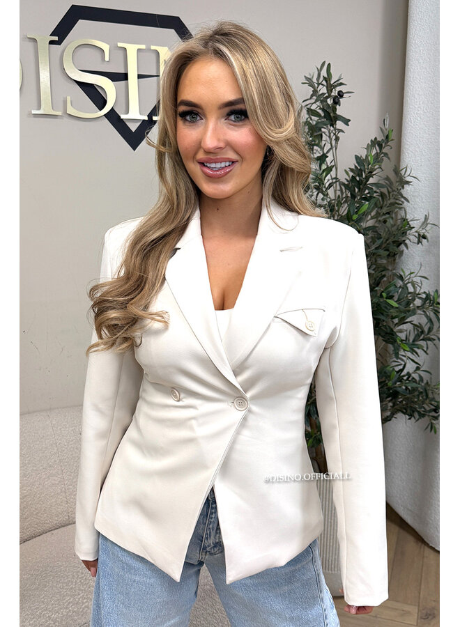 BEIGE - 'VIVIENNE BLAZER' - PREMIUM QUALITY ASYMMETRIC BLAZER