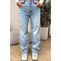 LIGHT BLUE - 'SYDNEY JEANS' - STRETCH VIRAL RIPPED BACK STRAIGHT LEG JEANS