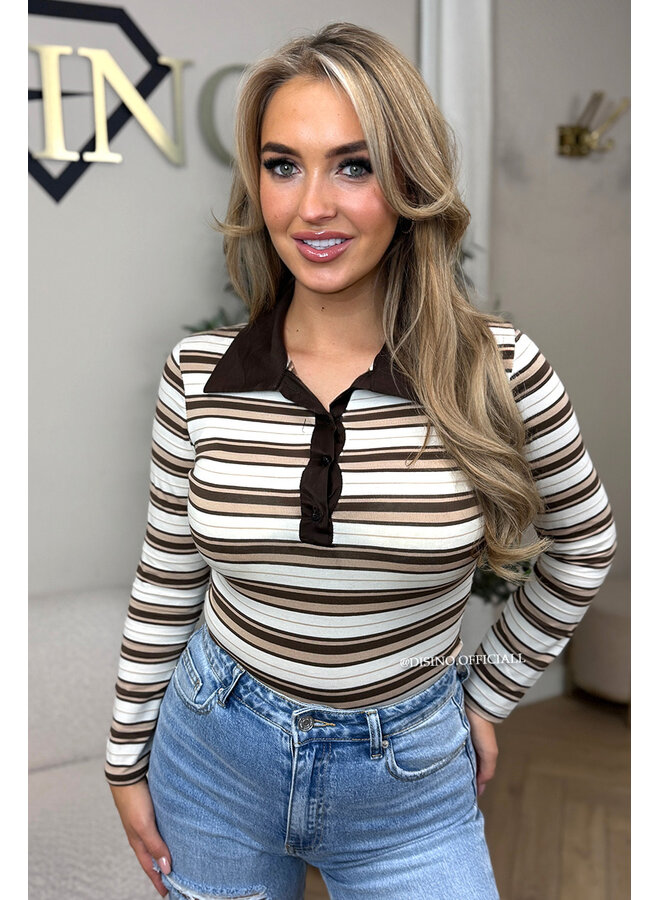 CHOCO - 'LOTTE BODY' - STRIPED POLO BODYSUIT