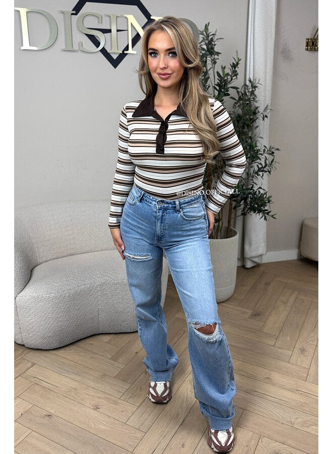 CHOCO - 'LOTTE BODY' - STRIPED POLO BODYSUIT