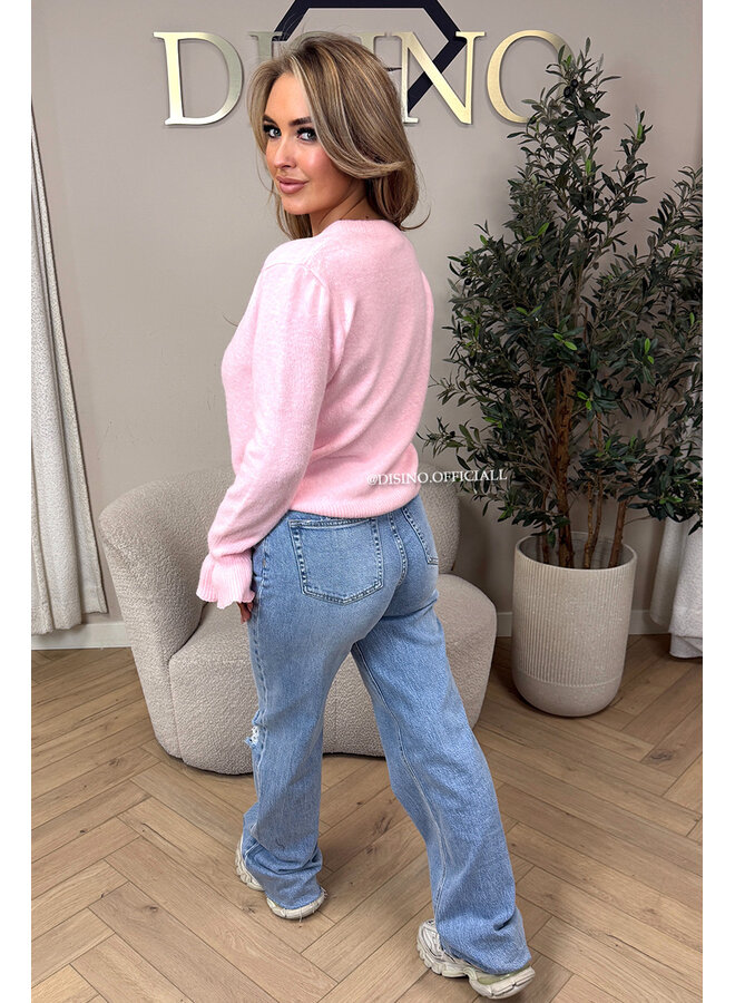 PINK - 'LIESJE KNIT' - SOFT BELL SLEEVE CARDIGAN KNIT