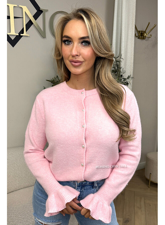 PINK - 'LIESJE KNIT' - SOFT BELL SLEEVE CARDIGAN KNIT