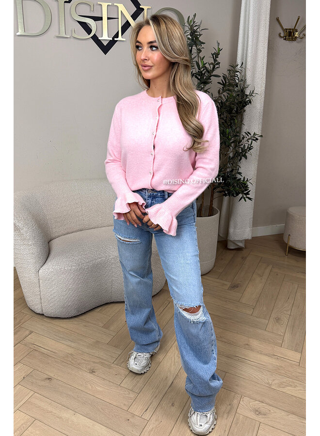 PINK - 'LIESJE KNIT' - SOFT BELL SLEEVE CARDIGAN KNIT