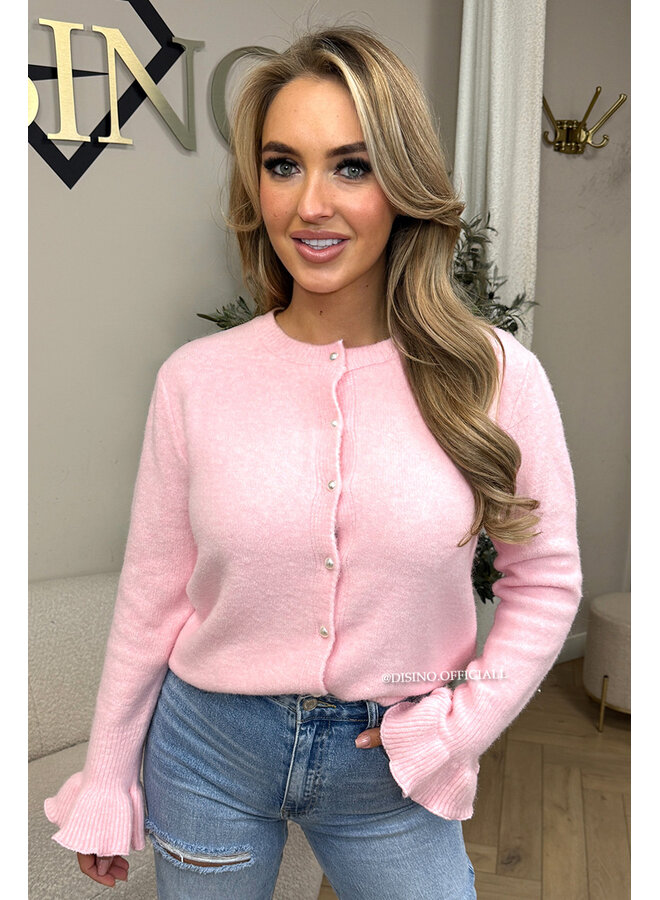 PINK - 'LIESJE KNIT' - SOFT BELL SLEEVE CARDIGAN KNIT