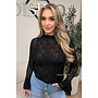 BLACK - 'SARAH TOP' - RUFFLE SLEEVE LACE TOP