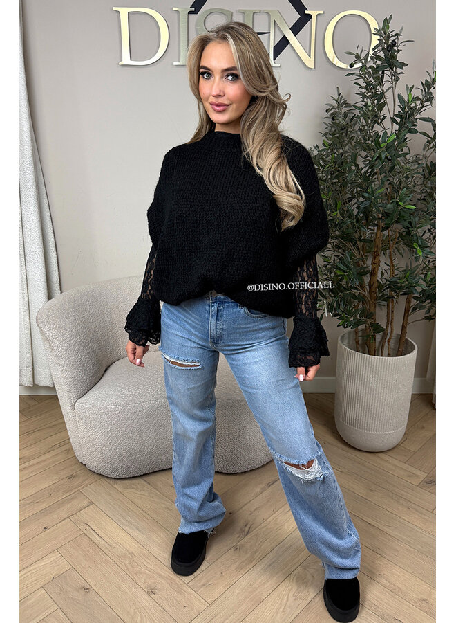 BLACK - 'SOPHIA SHORT SLEEVE' - OVERSIZED PREMIUM QUALITY SHORT SLEEVE KNIT