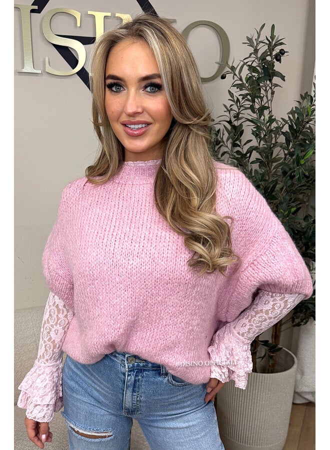 PINK - 'SOPHIA SHORT SLEEVE' - OVERSIZED PREMIUM QUALITY SHORT SLEEVE KNIT