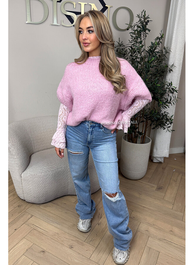 PINK - 'SOPHIA SHORT SLEEVE' - OVERSIZED PREMIUM QUALITY SHORT SLEEVE KNIT