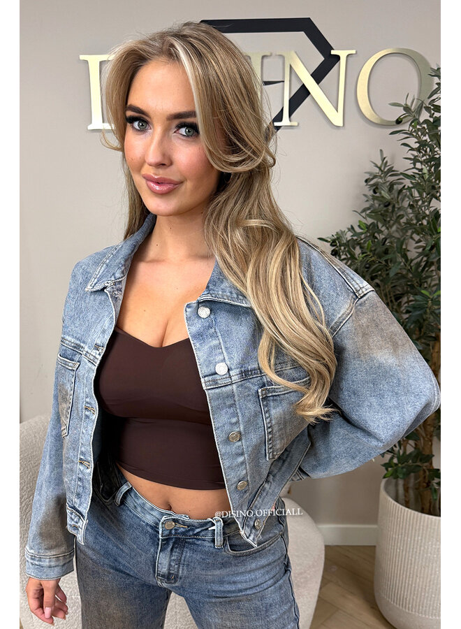 LIGHT BLUE - 'KRAKAU JACKET' - DIRTY WASH OVERSIZED DENIM JACKET