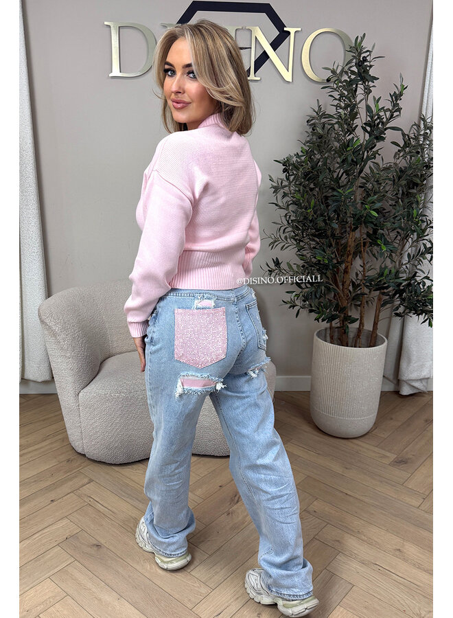 PINK - 'ZIPPER OLCAY' - SOFT KNITTED ZIPPER CARDIGAN VEST