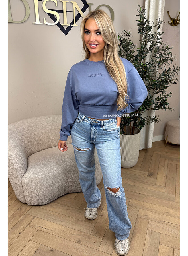 JEANS BLUE - 'SNATCHED SWEATER' - PREMIUM QUALITY REDEFINED SNATCHED SWEATER TOP
