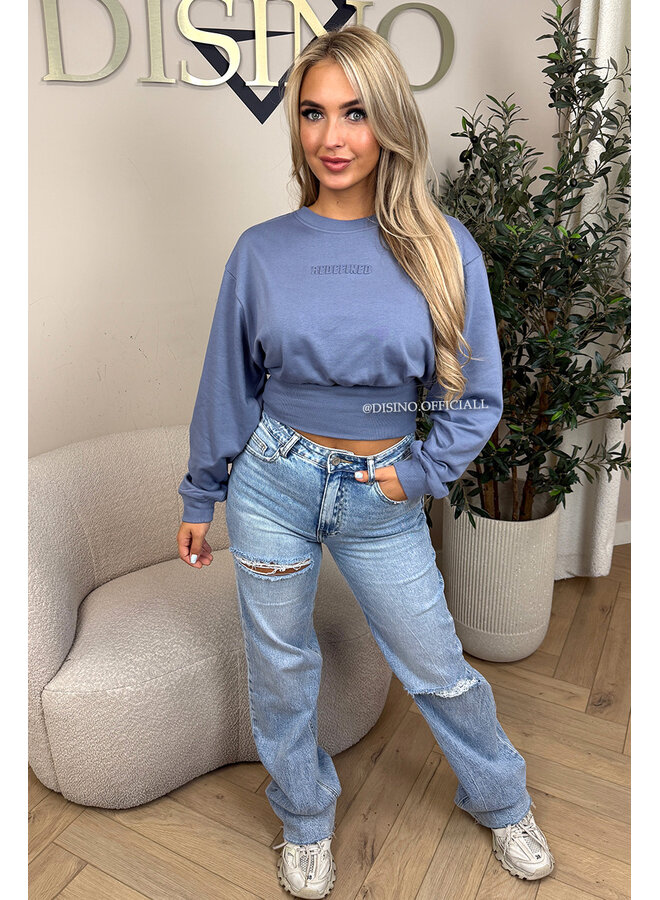 JEANS BLUE - 'SNATCHED SWEATER' - PREMIUM QUALITY REDEFINED SNATCHED SWEATER TOP