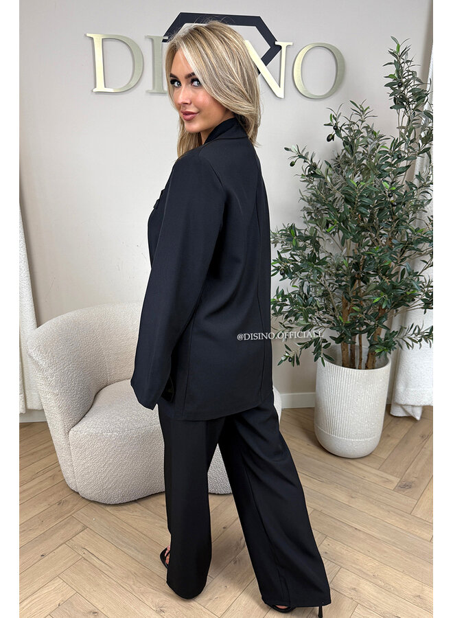BLACK - 'MAEVA BLAZER SET' - OVERSIZED BOYFRIEND BLAZER + PANTALON SET