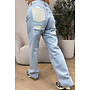 YELLOW - 'SYDNEY RHINESTONE' - STRETCH VIRAL RIPPED BACK STRAIGHT LEG JEANS