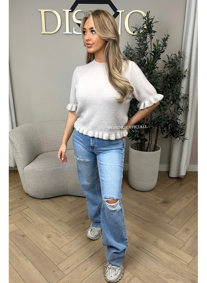 BEIGE - 'EMELIE KNIT' - CUTE RUFFLE KNIT