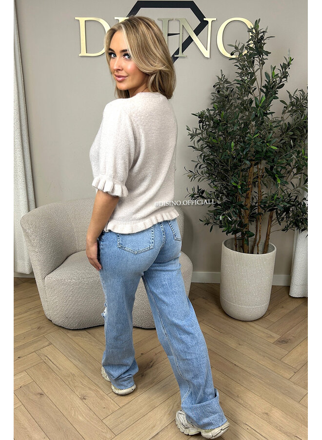 BEIGE - 'EMELIE KNIT' - CUTE RUFFLE KNIT