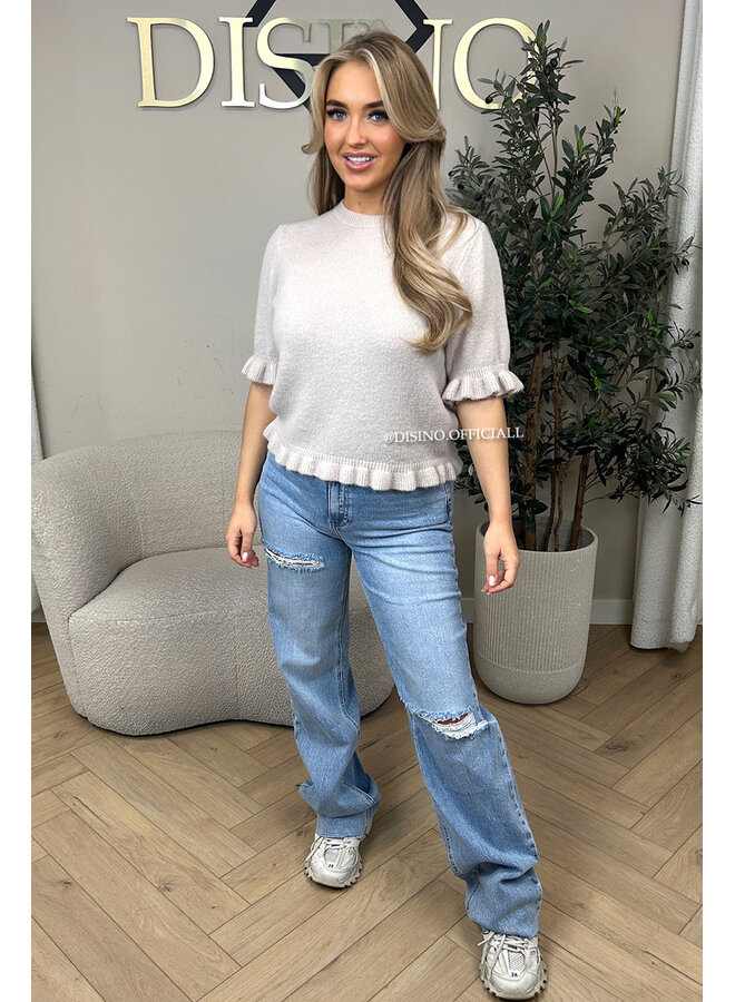 BEIGE - 'EMELIE KNIT' - CUTE RUFFLE KNIT