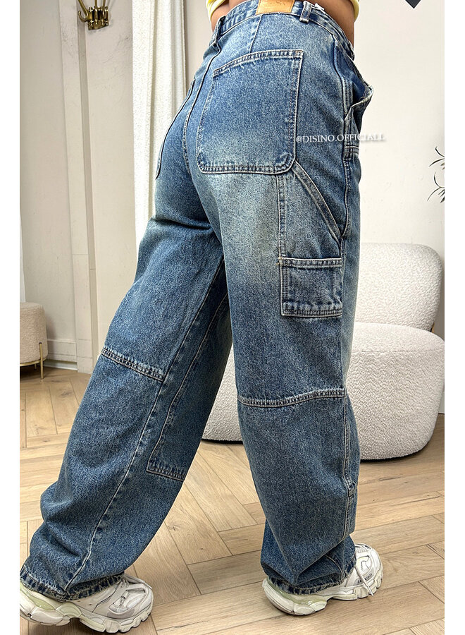DIRTY BLUE - 'CORPUS JEANS' - CARGO CARPENTER JEANS - NO STRETCH