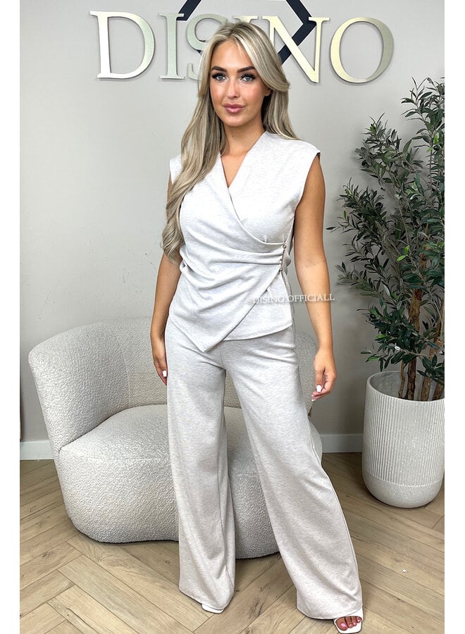 BEIGE - 'AURORA SET' - CHIQUE COMFY TOP + PANTS SET
