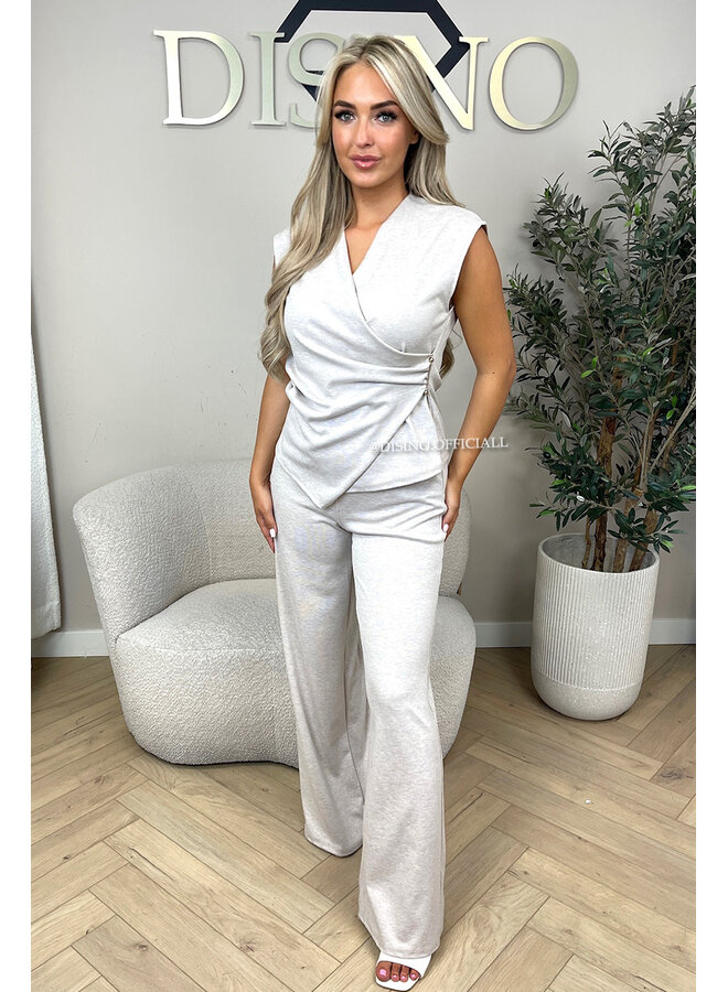 BEIGE - 'AURORA SET' - CHIQUE COMFY TOP + PANTS SET