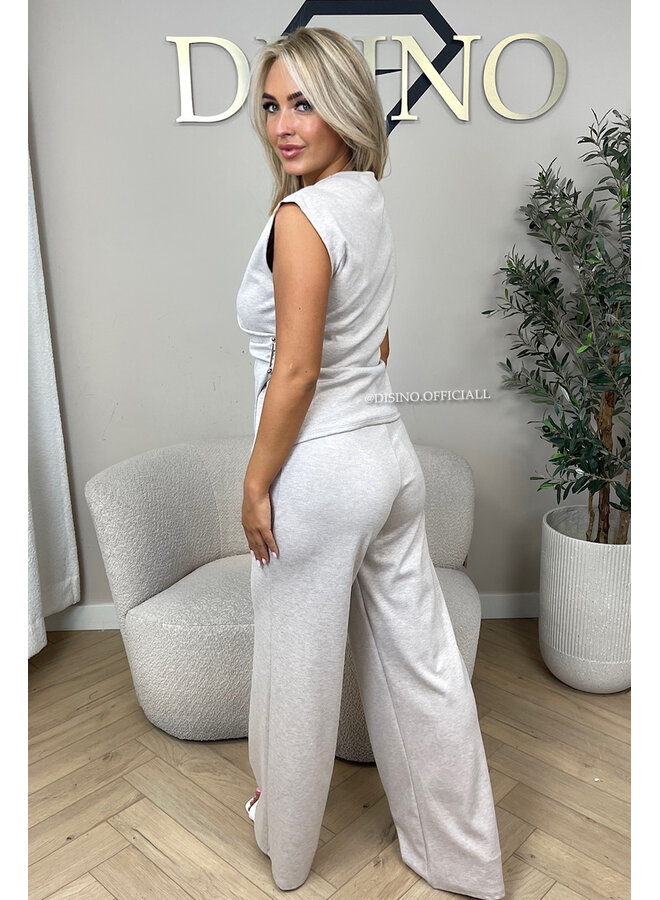 BEIGE - 'AURORA SET' - CHIQUE COMFY TOP + PANTS SET