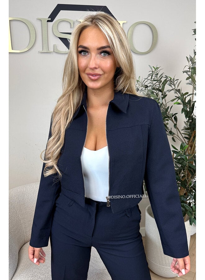 NAVY BLUE - 'ELOISA JACKET' - VIRAL CROPPED JACKET