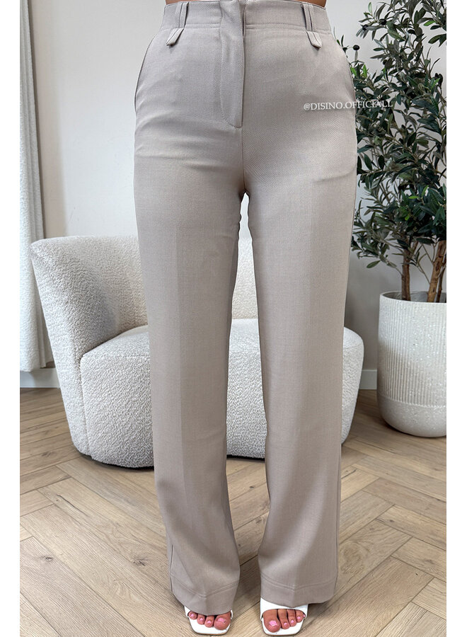 TAUPE - 'ELOISA PANTS' - VIRAL STRETCH PANTALON