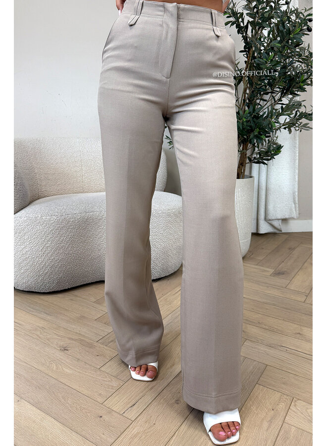 TAUPE - 'ELOISA PANTS' - VIRAL STRETCH PANTALON