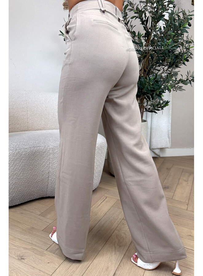 TAUPE - 'ELOISA PANTS' - VIRAL STRETCH PANTALON