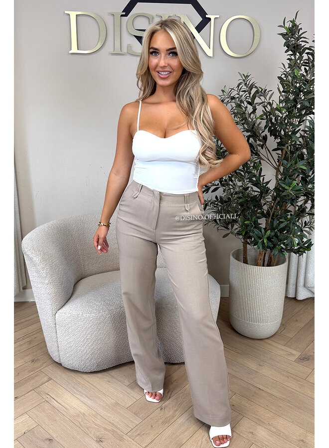 TAUPE - 'ELOISA PANTS' - VIRAL STRETCH PANTALON