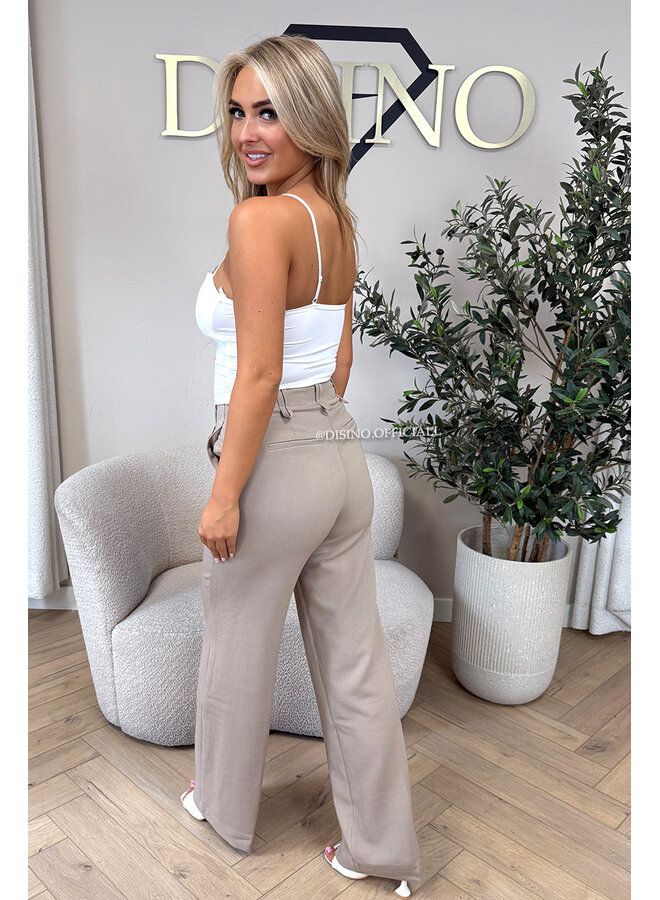 TAUPE - 'ELOISA PANTS' - VIRAL STRETCH PANTALON