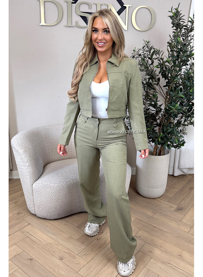 OLIVE GREEN - 'ELOISA JACKET' - VIRAL CROPPED JACKET