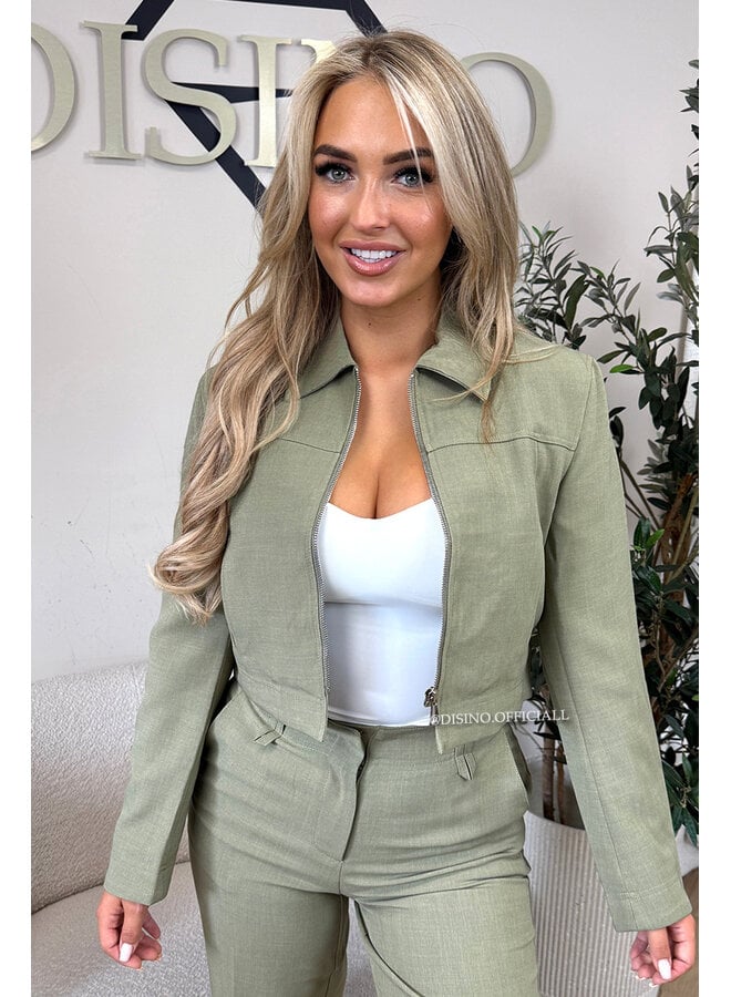 OLIVE GREEN - 'ELOISA JACKET' - VIRAL CROPPED JACKET