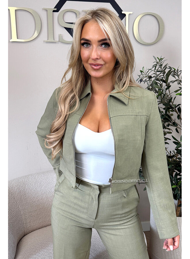 OLIVE GREEN - 'ELOISA JACKET' - VIRAL CROPPED JACKET