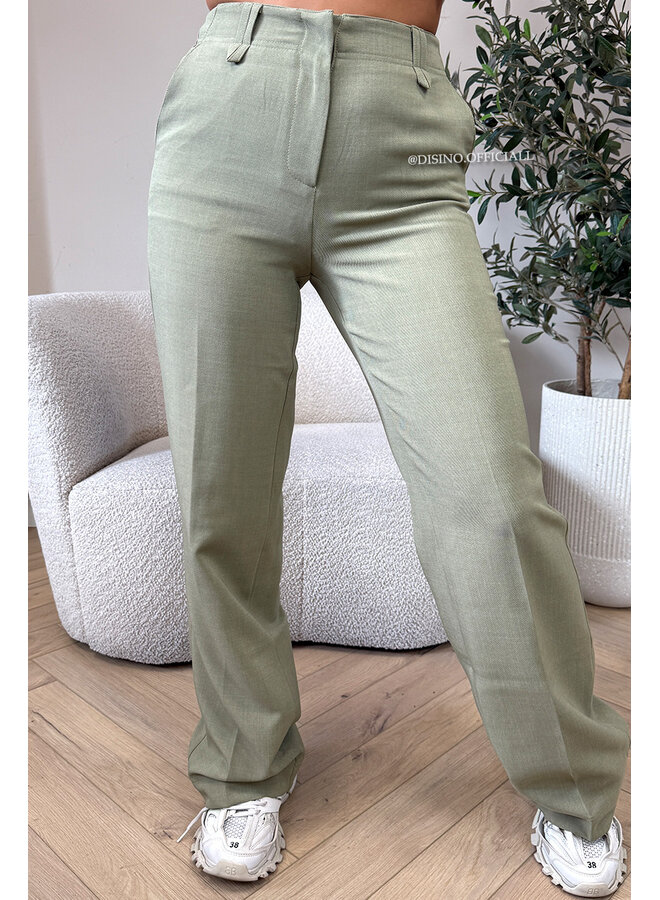 OLIVE GREEN - 'ELOISA PANTS' - VIRAL STRETCH PANTALON