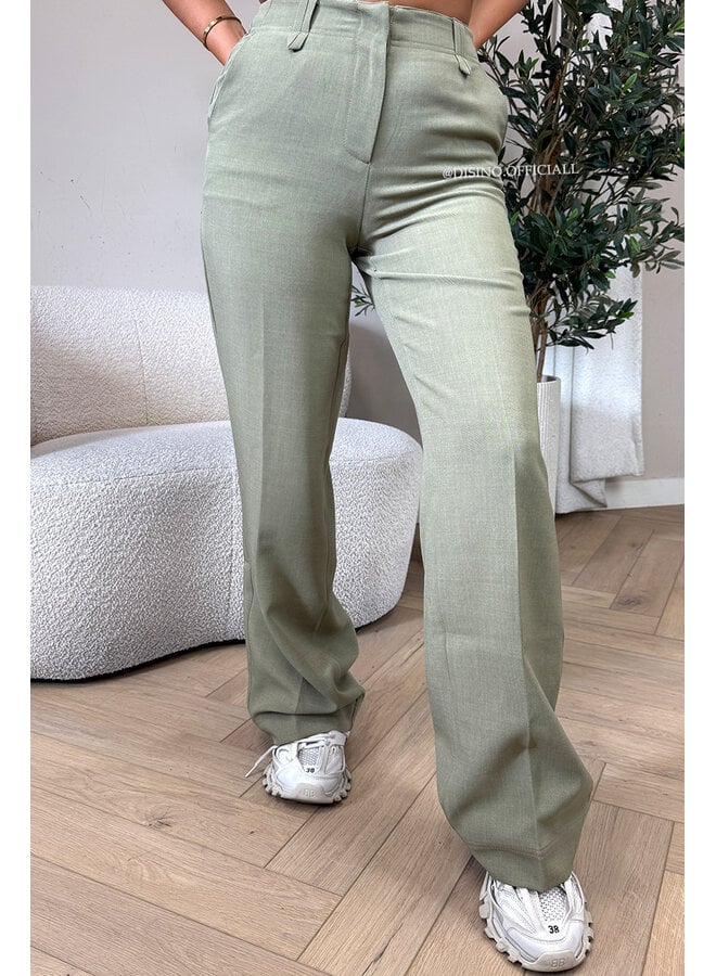 OLIVE GREEN - 'ELOISA PANTS' - VIRAL STRETCH PANTALON