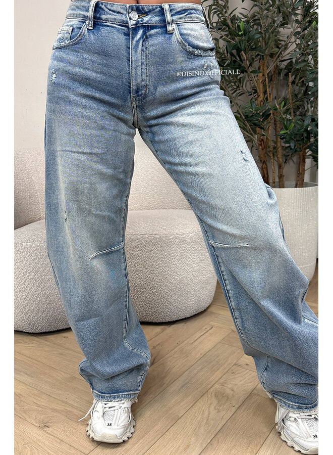 DIRTY WASH - 'RIMINI JEANS' - MEDIUM WAIST STRETCH VIRAL BALLOON LEG JEANS